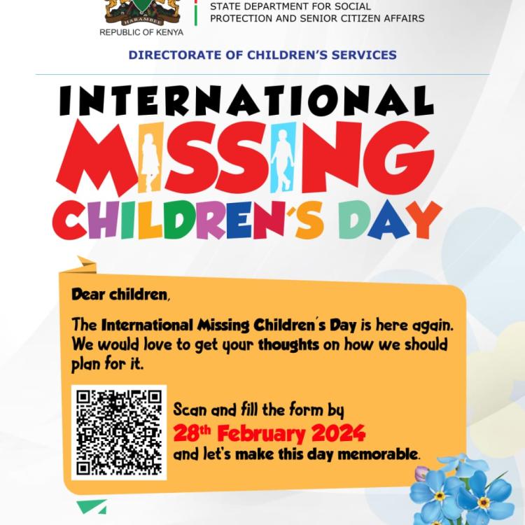 Call for sharing of thoughts from children for International Missing Children's Day Poster